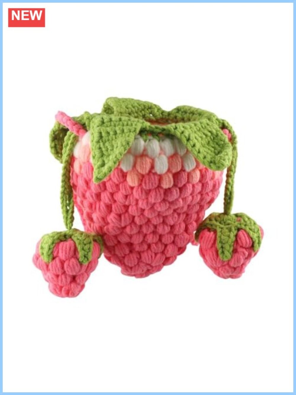 Handmade Knitted Wool Strawberry Purse Crochet Shoulder Bag for Women
